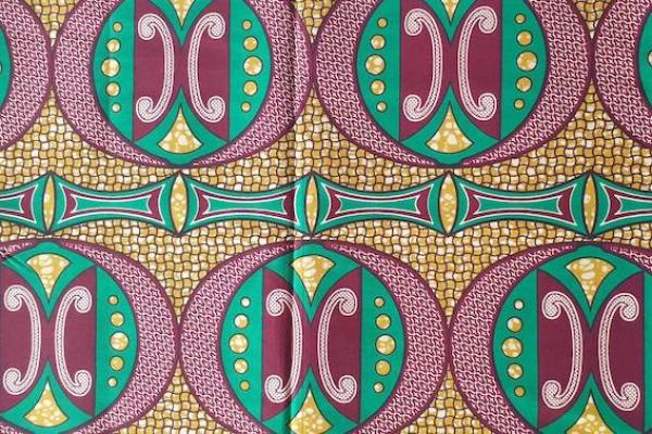 GREEN BORDEAUX Waxprint Stoff